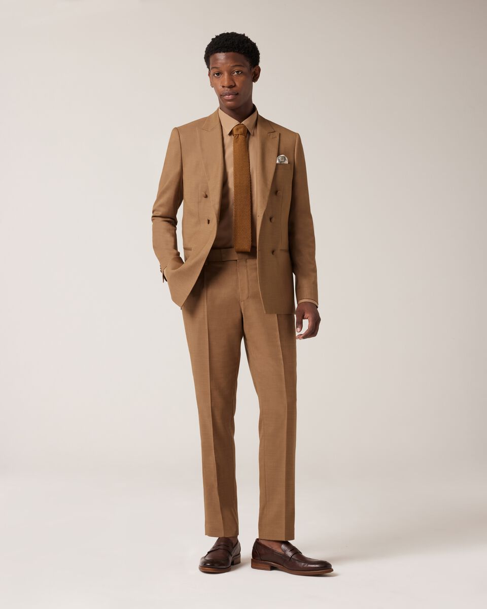 Slim Stretch Double Breasted Tailored Jacket, Tan, hi-res